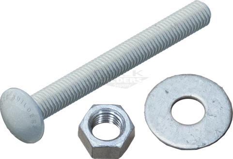 1/2" x 4-1/2" Carriage Bolt Set, Galvanized - floating dock hardware