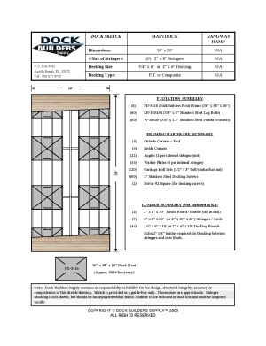 10' x 20' floating dock plan, 5/4 Pressure Treated or Composite