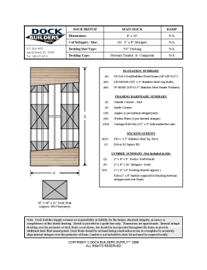 8' x 16' floating dock plan, 5/4 Pressure Treated or Composite